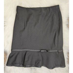 Express Peplum Elastic Waist Skirt Black Ruffle Satin Bow Pull On Stretch Small
